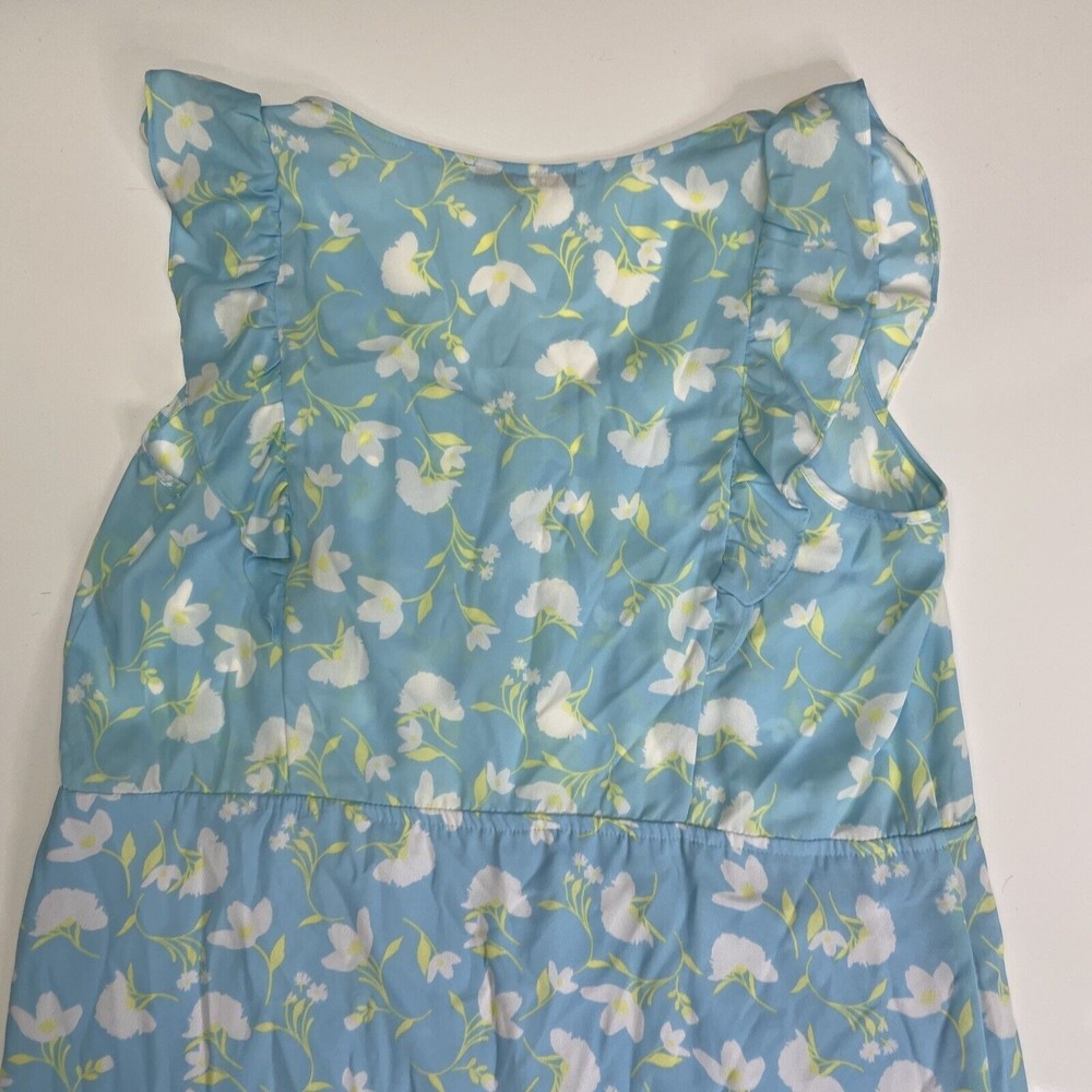 Collective Concepts Ruffled Floral Mini Dress Light Blue Size Large NEW w/o Tags - Picture 7 of 10